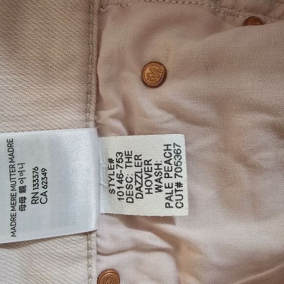 Mother The Dazzler Mid Rise Straight Jeans in Pale Peach - Size 28 - Picture 9 of 10